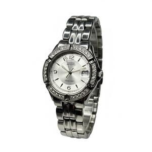 GUESS Waterpro Women’s Silver Tone Crystal Bezel Bracelet Watch Needs Battery